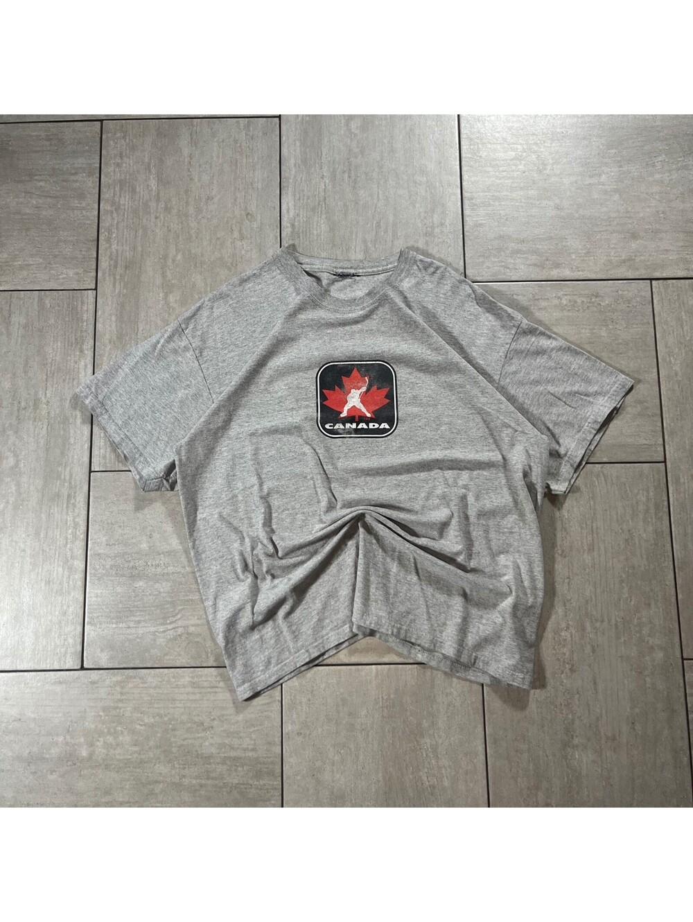 Canada Hockey Graphic T-Shirt Heather Gray Maple Leaf Logo Mens XL